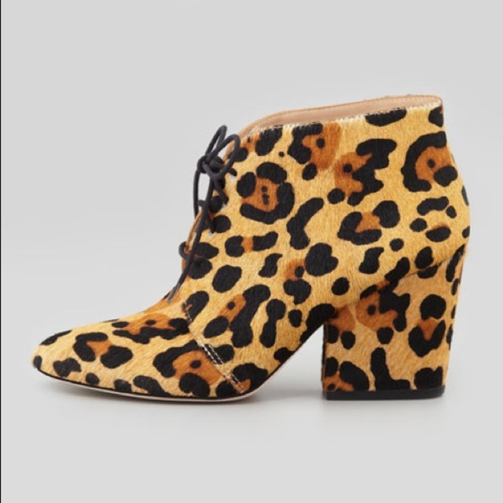 KATE SPADE calf hair leopard booties, size 8